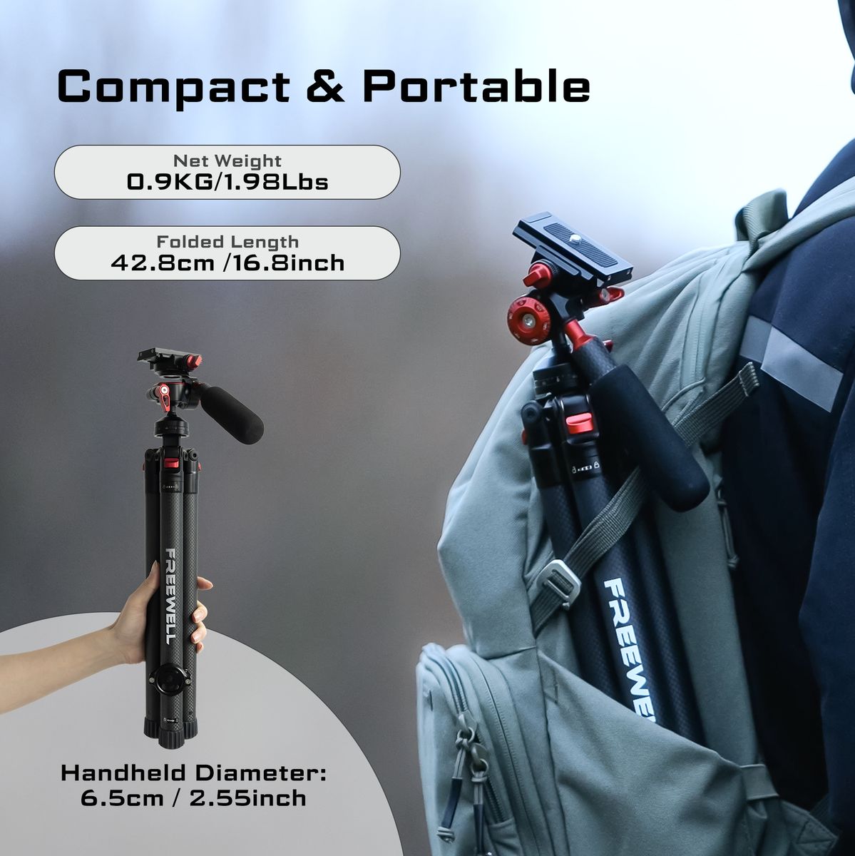 Freewell Carbon Fiber Real Travel Tripod - image 4 of 5