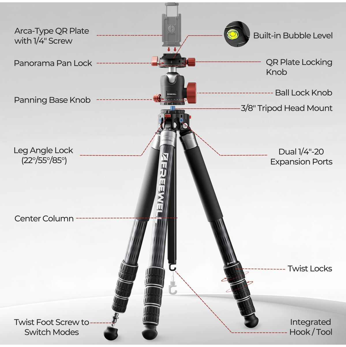 Freewell Carbon Fiber Tripod For Cameras Smartphones - image 3 of 5