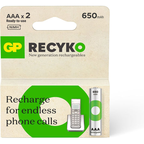 GP AAA Battery Rechargeable NiMH 650 mAh ReCyko 1.2V 2 PCs - image 2 of 5