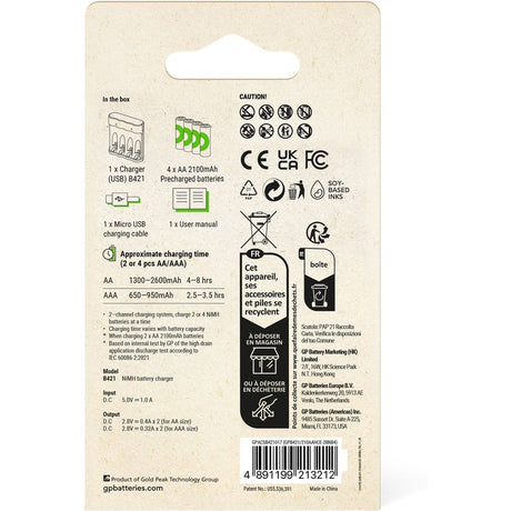 GP USB Battery Charger B441 w/ 4 X ReCyko AA 2100 mAh - image 4 of 5