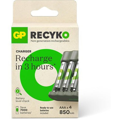 GP USB Battery Charger B441 w/ 4 X ReCyko AAA 850 mAh