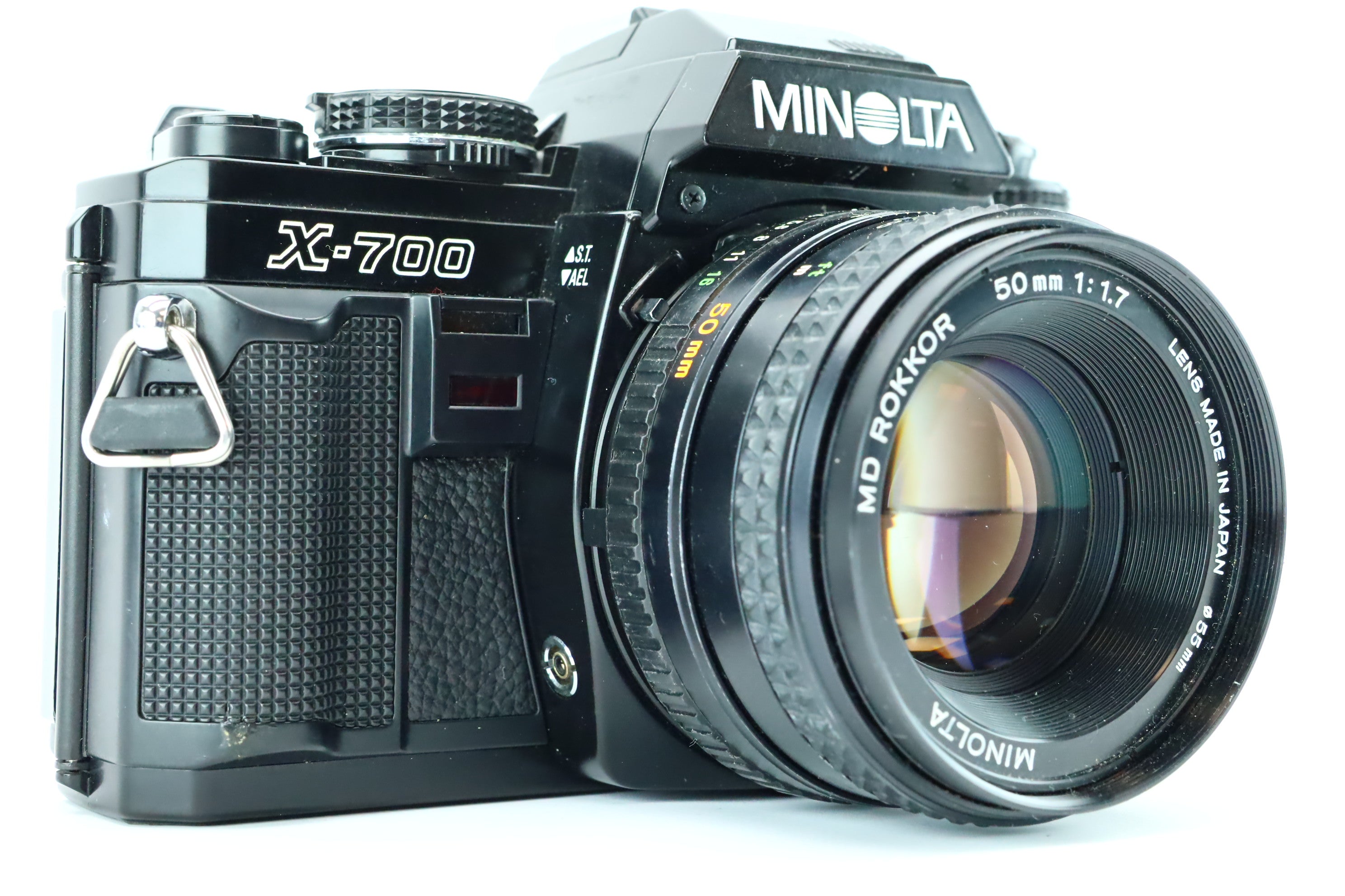 [美品] ミノルタ MINOLTA New X-700 MD 50mm F1.7 EXC +++++ ] Minolta New X-700 Black SLR Film Camera MD 50mm f1.7