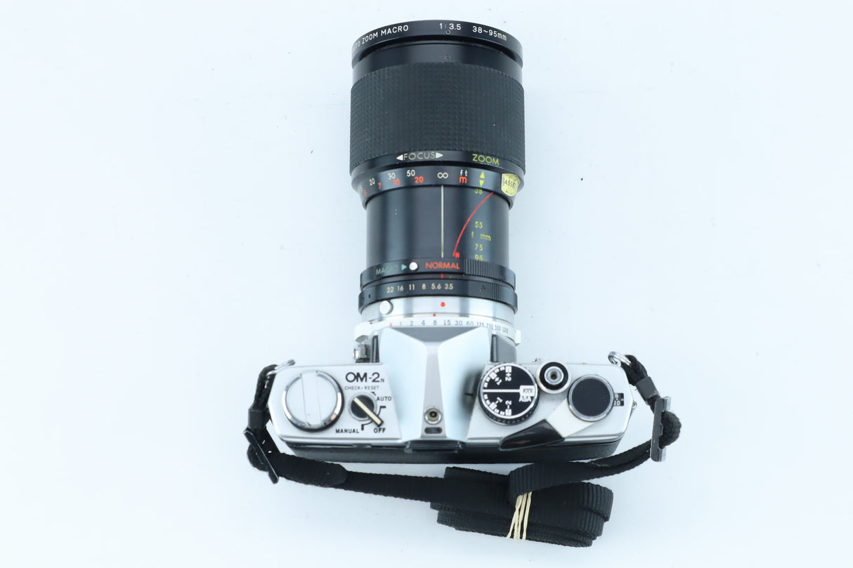 Olympus OM-2n with Panagor 38–95mm f/3.5 – Classic 35mm SLR Camera with Zoom Macro Lens