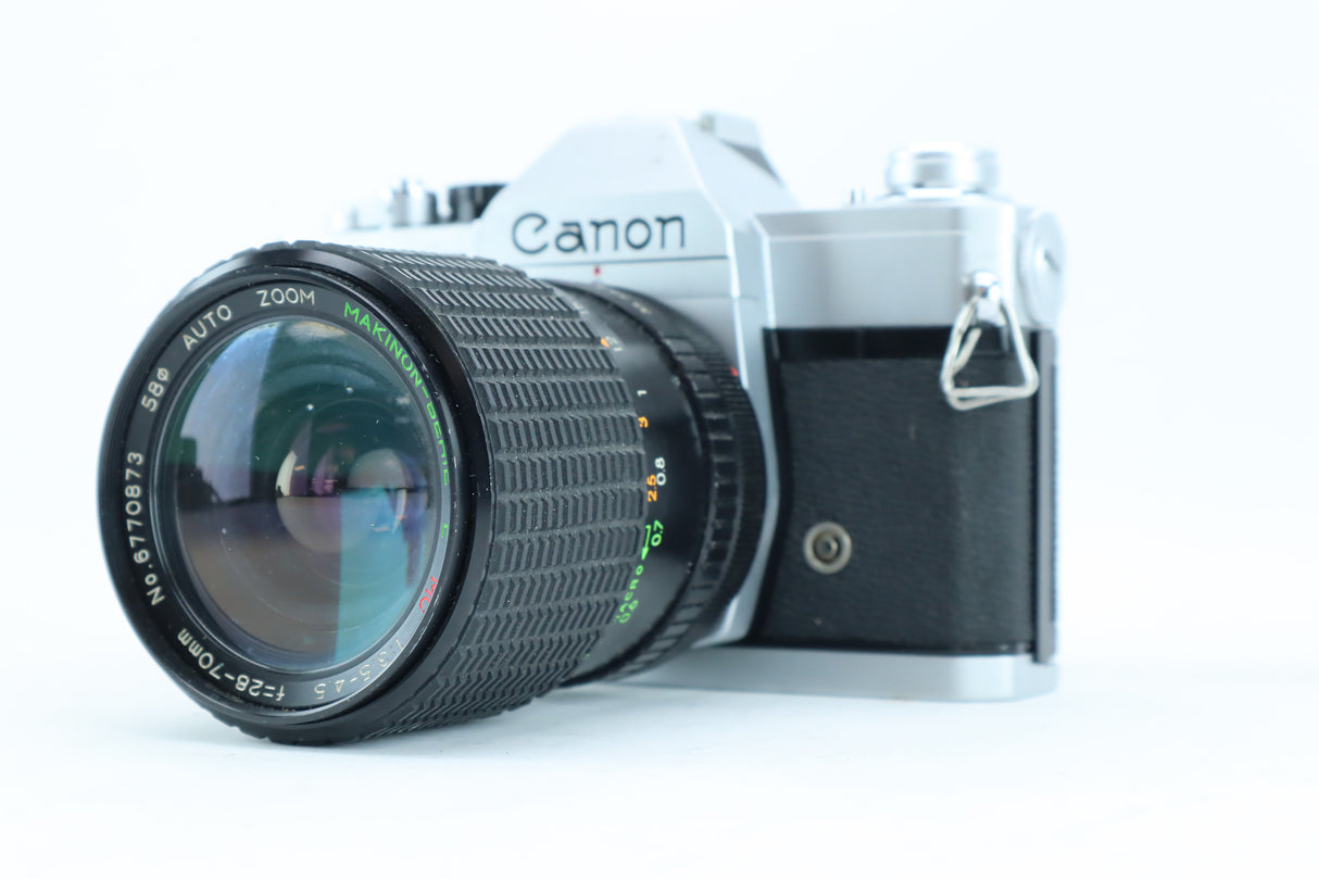 Canon FTB with Makinon Serie E MC 28–70mm f/3.5–4.5