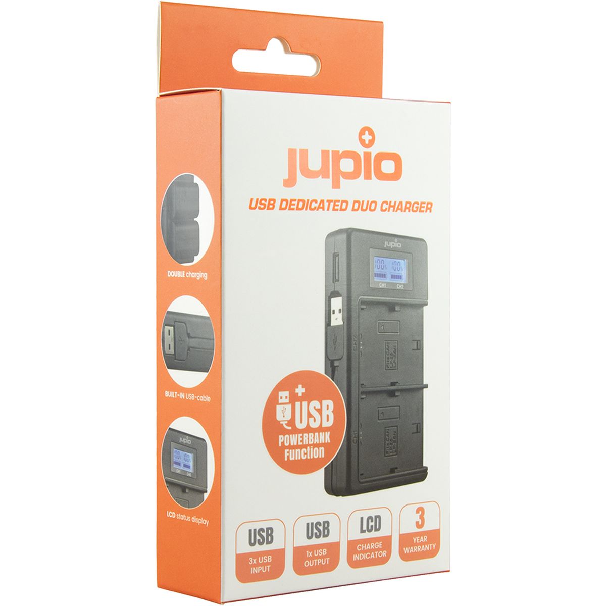 Jupio USB Dedicated Duo Charger LCD For Canon LP-E10