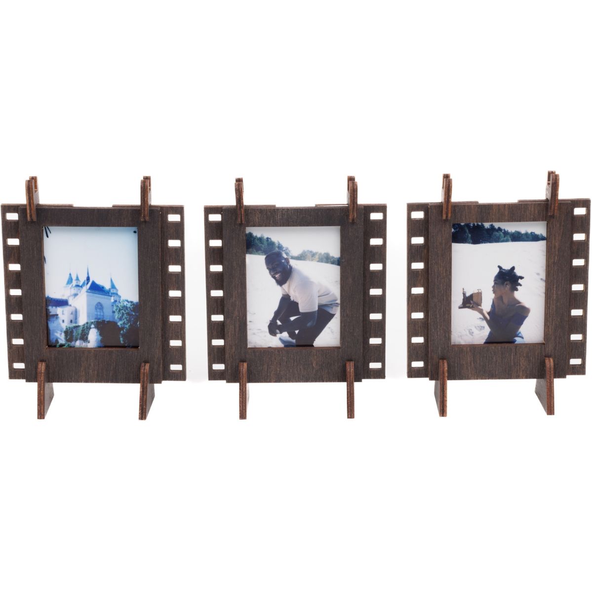 JollyLook 3 Photo Frames Mini Wood Dark Brown - image 2 of 5