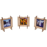 JollyLook 3 Photo Frames Square Wood Light Brown