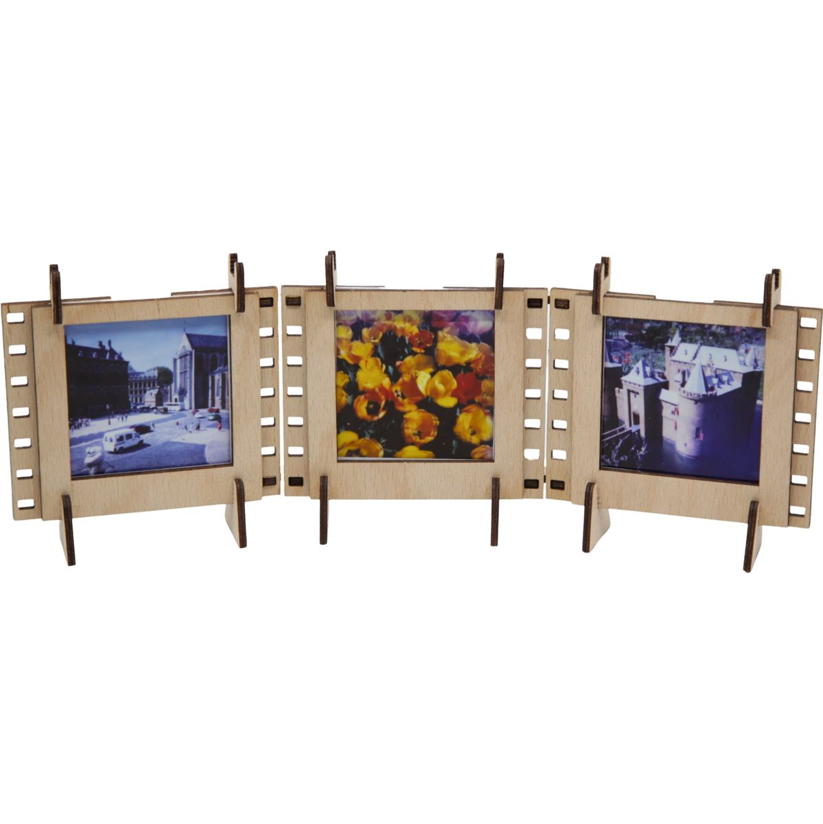 JollyLook 3 Photo Frames Square Wood Light Brown