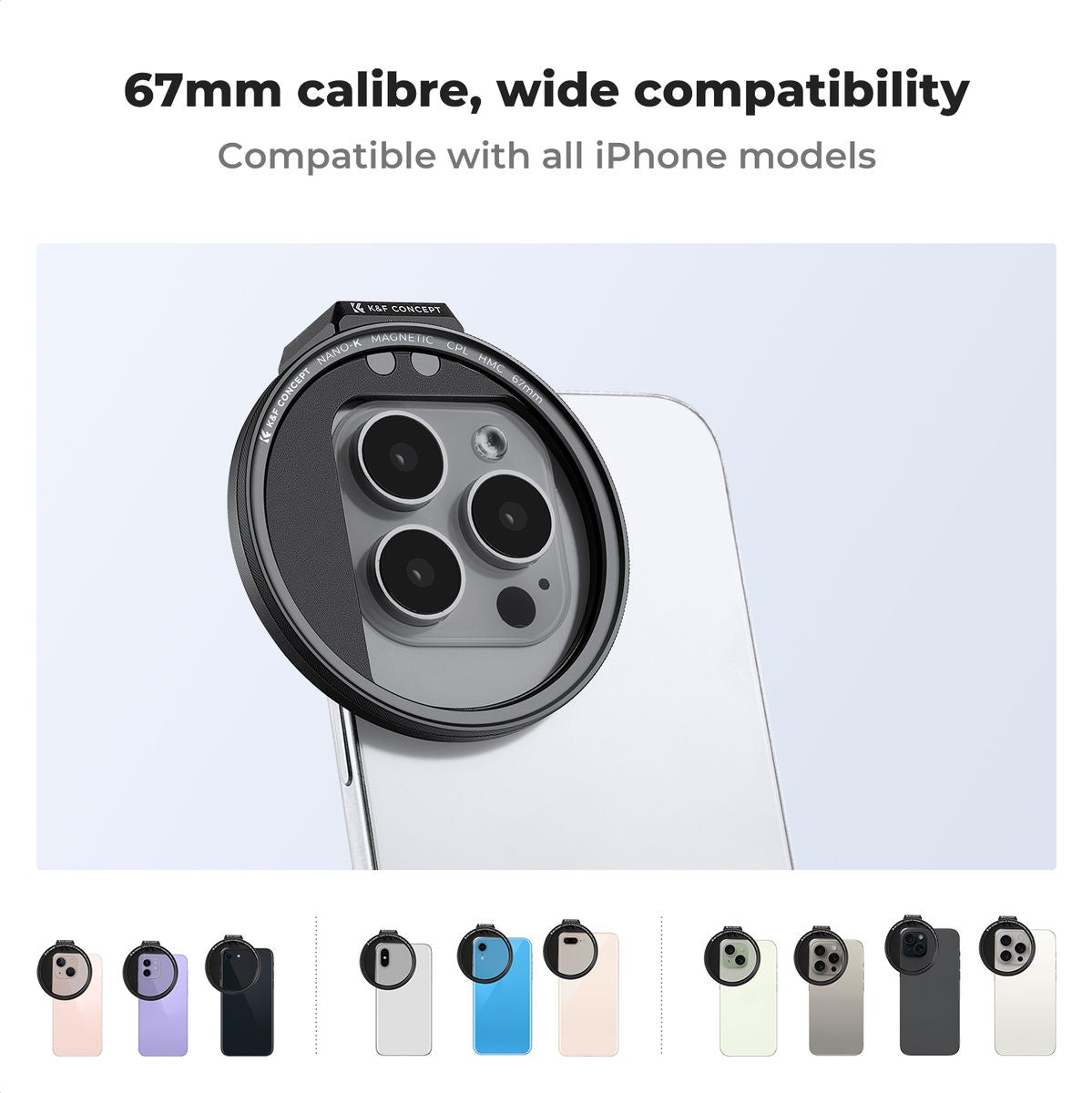 K&F Concept Smartphone Magnetic CPL Filter 67mm w/ Clip - image 5 of 5
