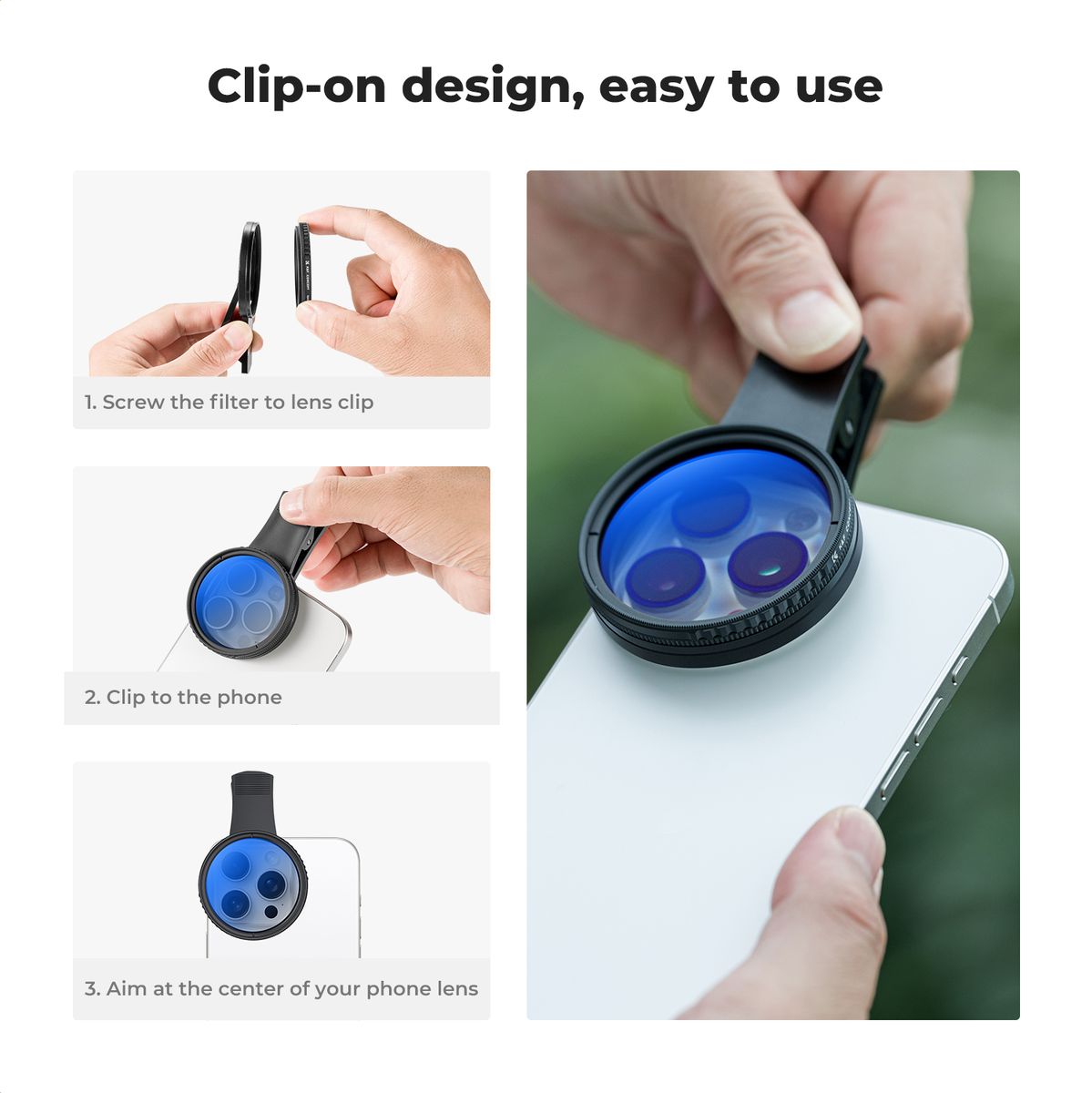 K&F Concept Smartphone CPL Filter 52mm w/ Clamp - image 3 of 5