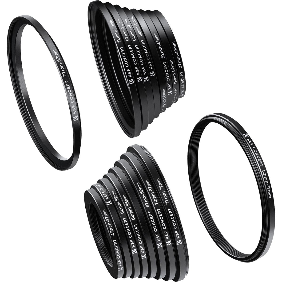 K&F Concept Step Up / Down Ring Set 18-piece (37-82mm)