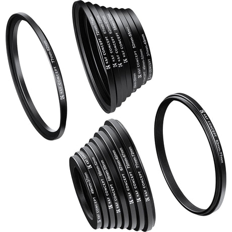 K&F Concept Step Up / Down Ring Set 18-piece (37-82mm)