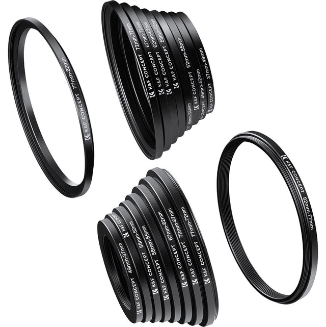 K&F Concept Step Up / Down Ring Set 18-piece (37-82mm)