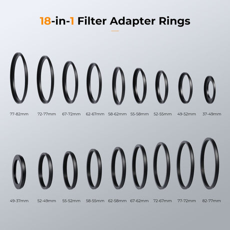 K&F Concept Step Up / Down Ring Set 18-piece (37-82mm) - image 2 of 5