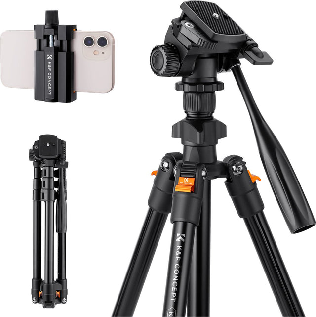 K&F Concept Tripod 162cm w/ Video Head And Phone Holder