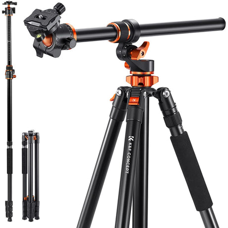 K&F Concept T254A7 Tripod 230mm Aluminum w/ Tiltable Arm