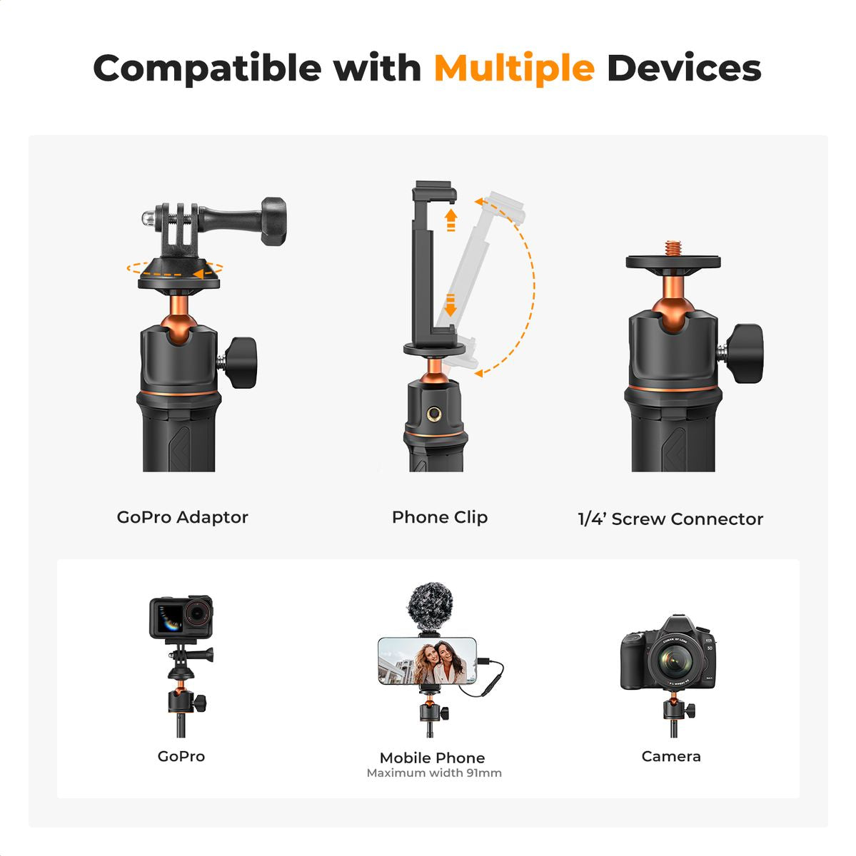 K&F Concept MS11 Selfie Stick Tripod 60cm w/ Remote - image 4 of 5