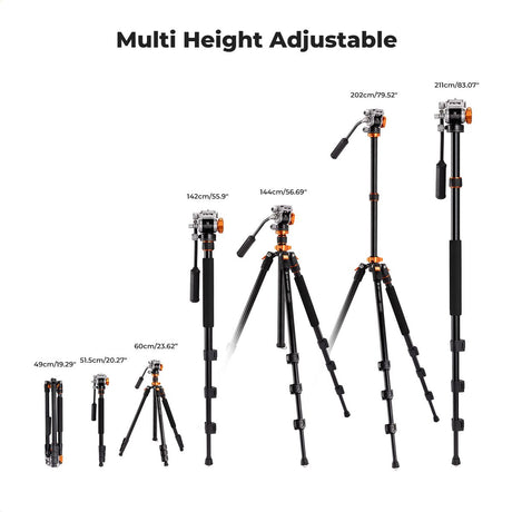 K&F Concept Tripod K234A7 200cm w/ FH-03 Videohead - image 5 of 5