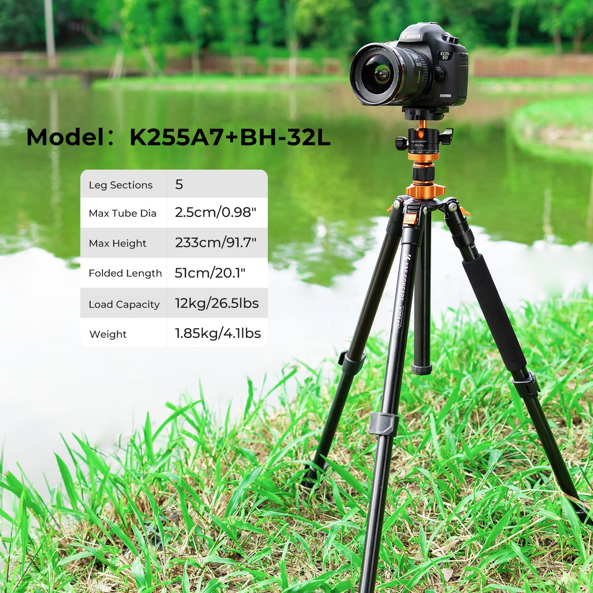 K&F Concept Extra Tall Tripod K255A7 230cm w/ Monopod - image 2 of 2