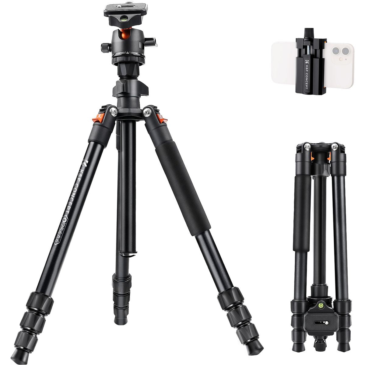 K&F Concept Tripod O234A2 163cm w/ Twist Lock / Phone Holder - image 3 of 5