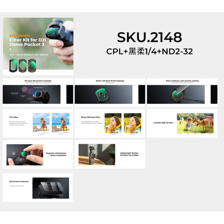 K&F Concept CPL + ND2-32 + Black Mist Filters Osmo Pocket 3 - image 5 of 5