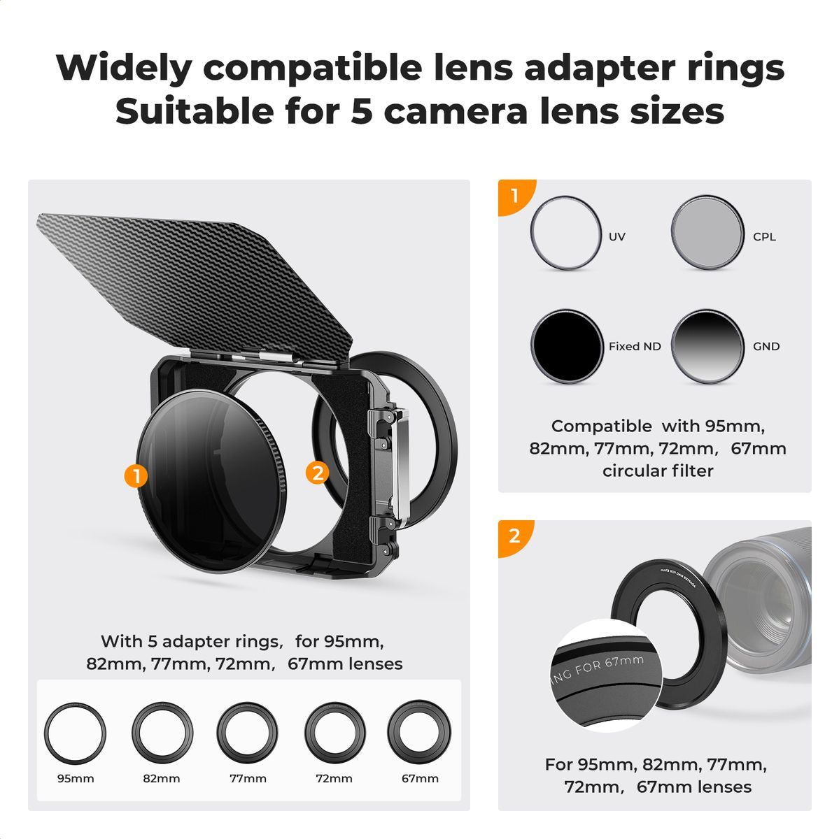 K&F Concept Matte Box Filter Kit w/ 2 Frames - image 5 of 5