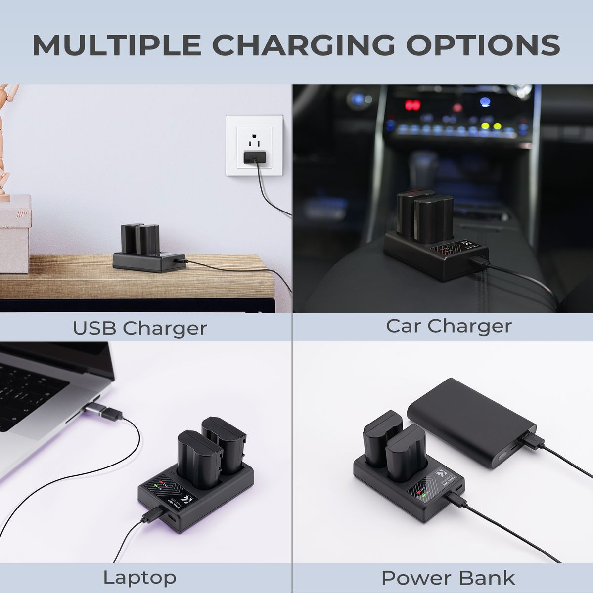 K&F Concept Dual Battery-Charger For EN-EL15 w/ USB-C - image 4 of 5