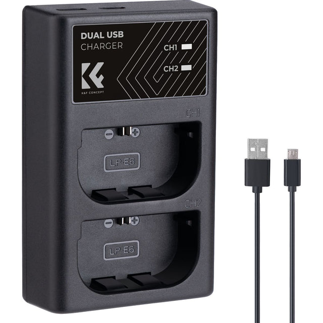 K&F Concept Dual Battery-Charger For LPE6NH w/ USB-C