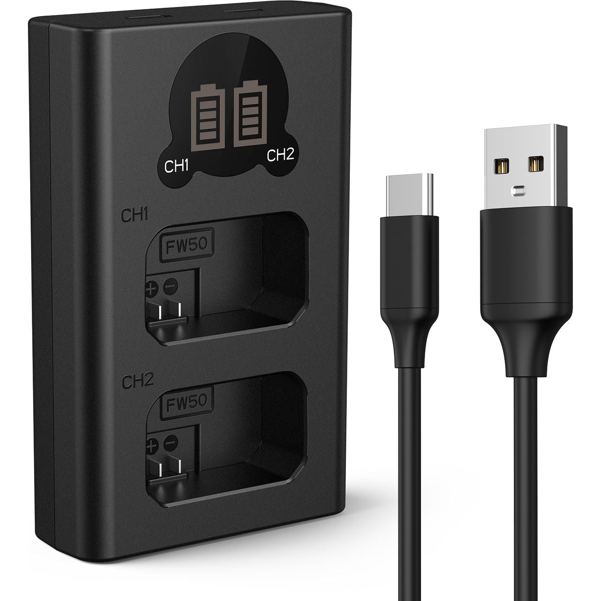 K&F Concept NP-FW50 Dual Battery-Charger USB-C w/ Display - image 2 of 5