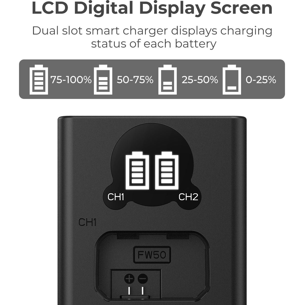 K&F Concept NP-FW50 Dual Battery-Charger USB-C w/ Display - image 4 of 5