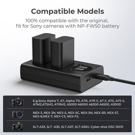 K&F Concept NP-FW50 Dual Battery-Charger USB-C w/ Display - image 5 of 5