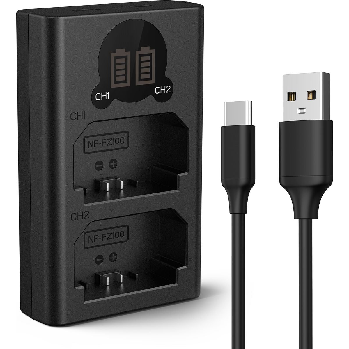 K&F Concept NP-FZ100 Dual Battery-Charger USB-C w/ Display