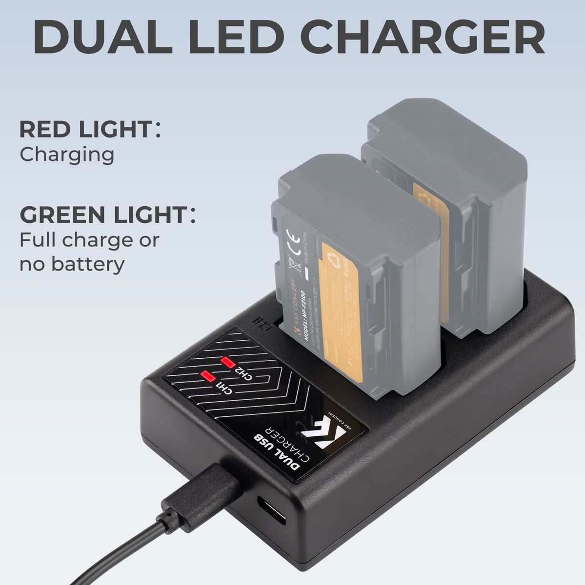 K&F Concept Dual Battery-Charger For NP-FZ100 w/ USB-C - image 2 of 5