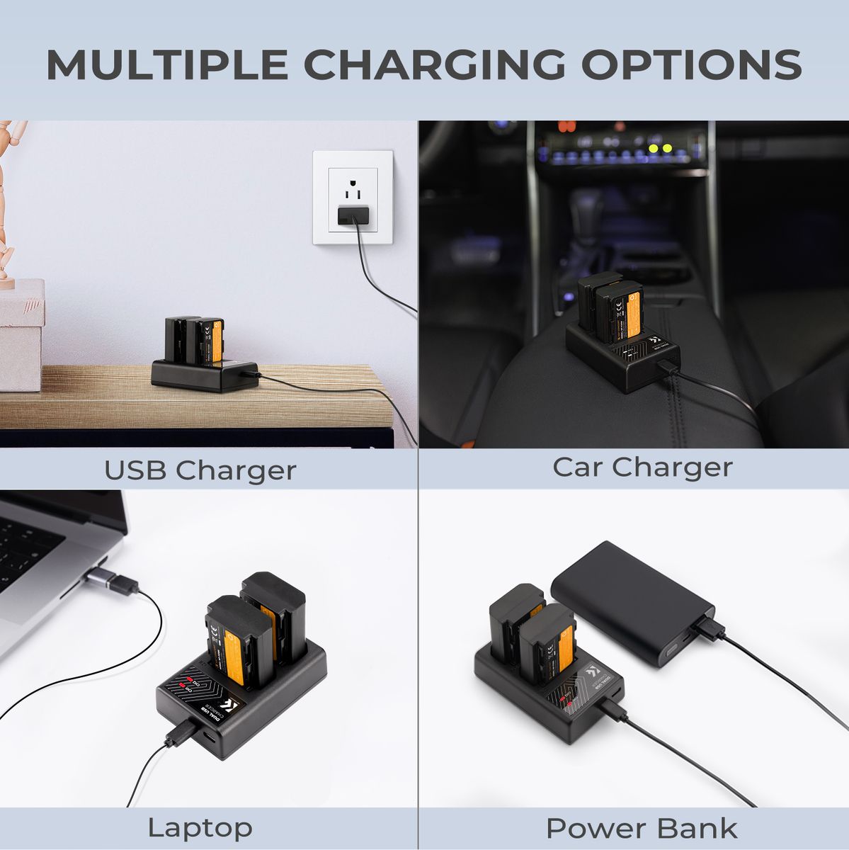 K&F Concept Dual Battery-Charger For NP-FZ100 w/ USB-C - image 3 of 5