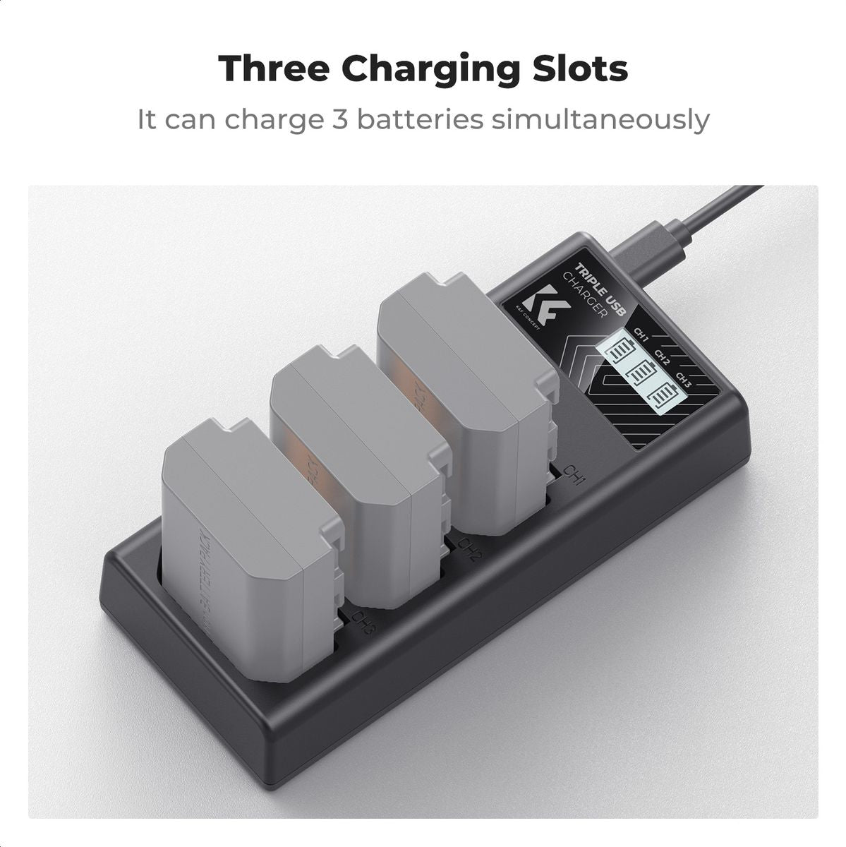 K&F Concept NP-FZ100 Triple Battery-Charger USB-C Display - image 4 of 5