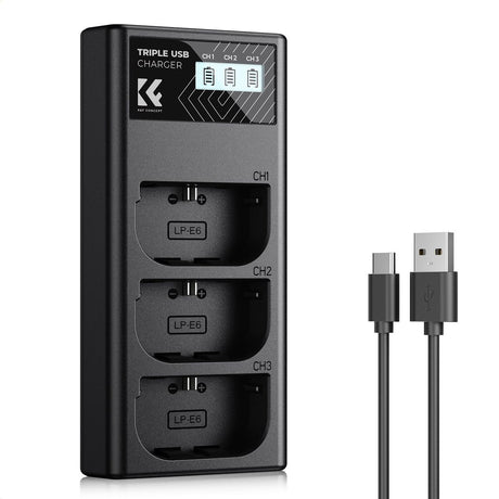 K&F Concept LP-E6NH Triple Battery-Charger USB-C Display - image 2 of 5
