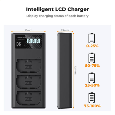 K&F Concept LP-E6NH Triple Battery-Charger USB-C Display - image 3 of 5