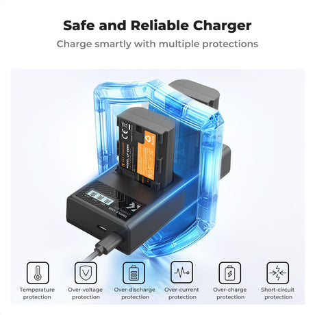 K&F Concept LP-E6NH Triple Battery-Charger USB-C Display - image 5 of 5