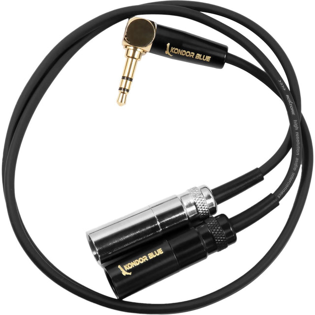 Kondor Blue KB-MXLR3.5-RA16 Dual Mini Xlr Male To 3.5mm Stereo Trs Right Angle