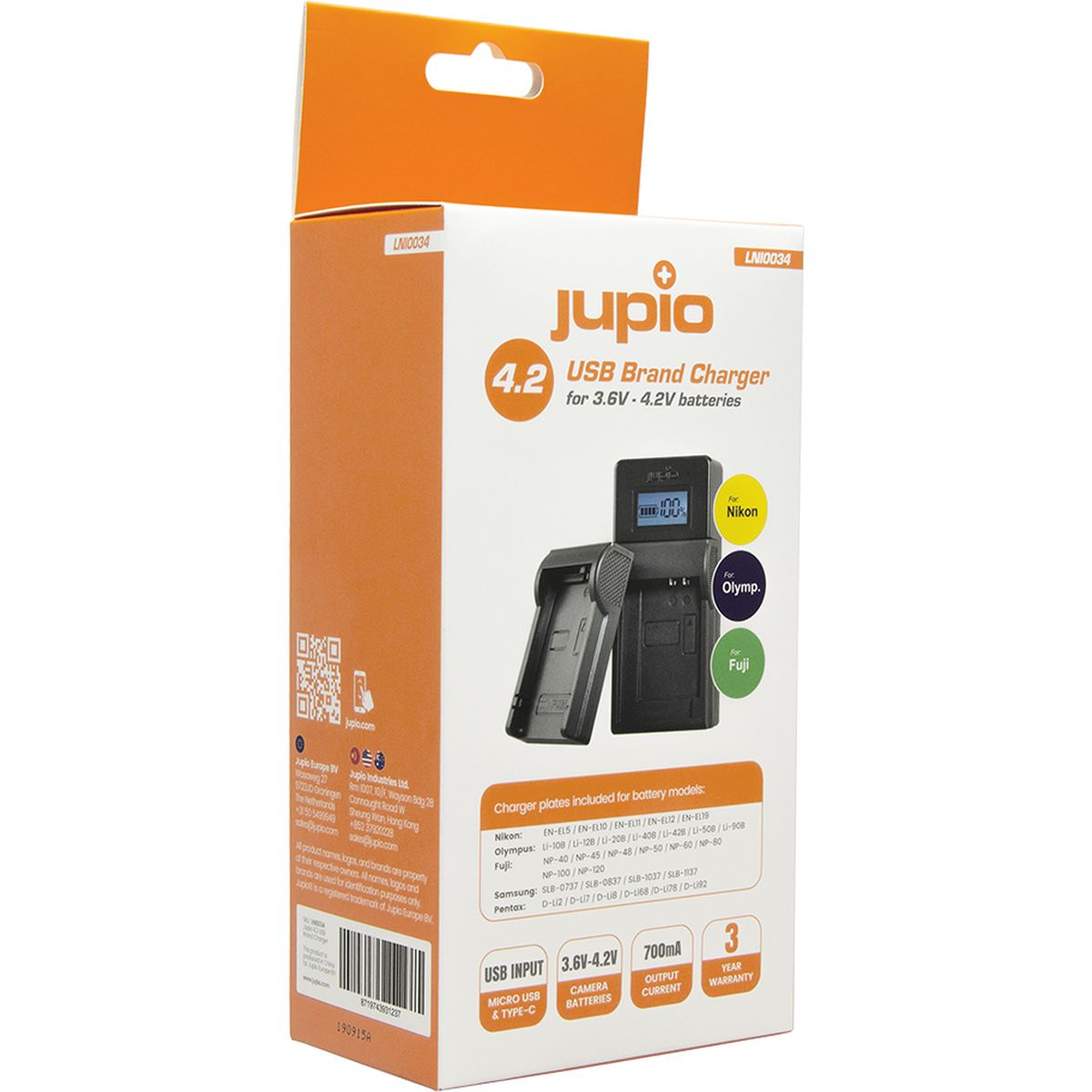 Jupio USB Charger Kit For Fuji/Olympus/Nikon 3.6V-4.2V BATT. - image 2 of 2