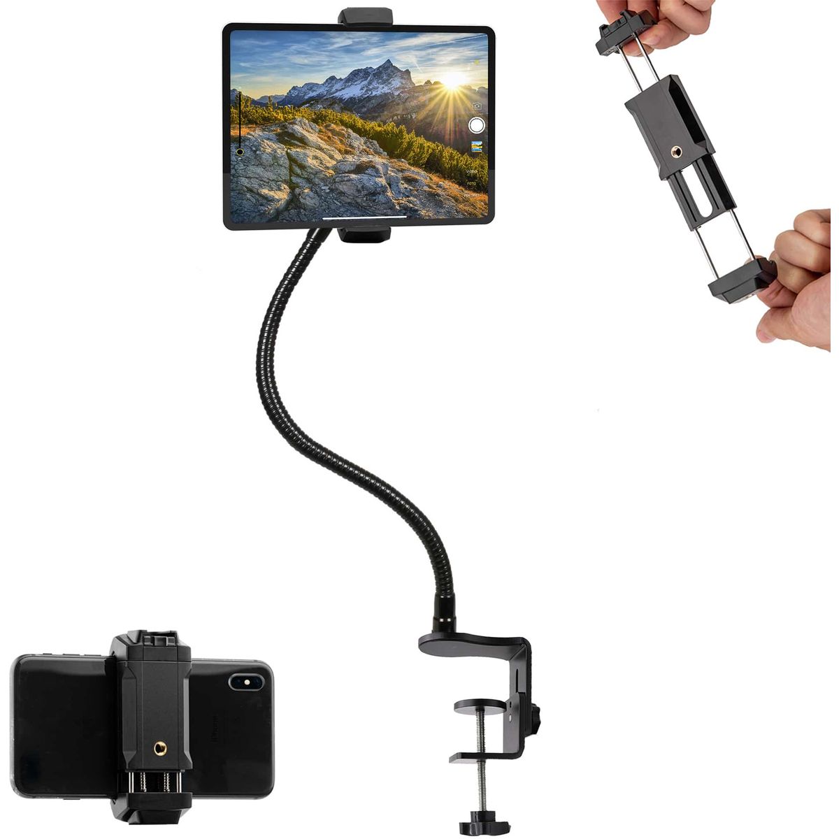 MOJOGEAR Flexible Phone And Tablet Holder w/ Table Clamp
