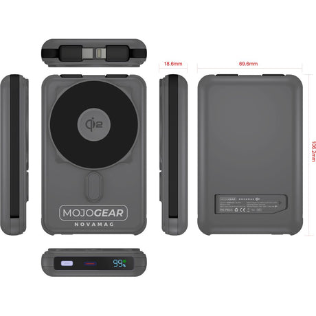 MOJOGEAR PB10 QI2 10.000mAh PowerBank w/ Cables - Grey - image 2 of 5