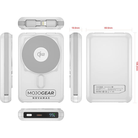 MOJOGEAR PB10 QI2 10.000mAh PowerBank w/ Cables - White - image 2 of 5