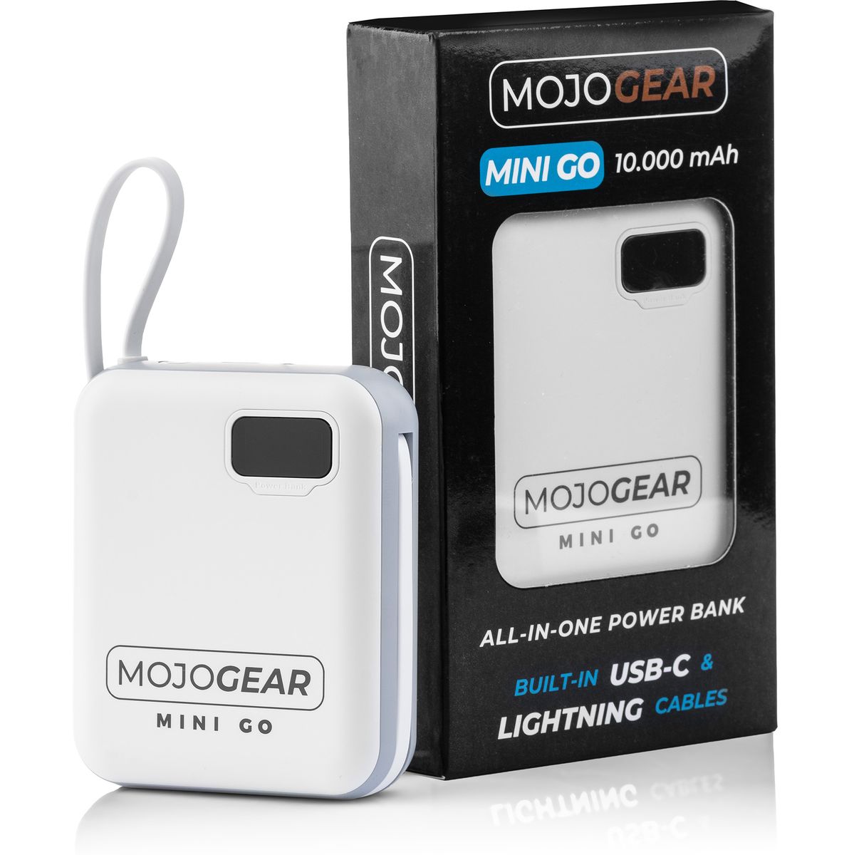 MOJOGEAR Mini Go 10.000mAh PowerBank w/ Cables - White - image 3 of 5