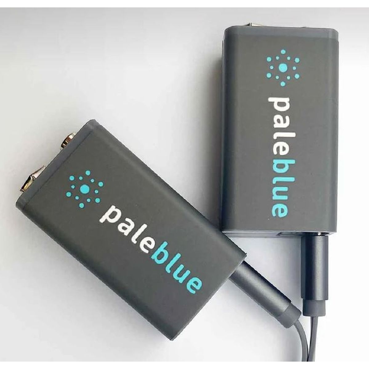 Pale Blue Li-ion Rechargeable 9V Battery 2 Pack Of 9V w/ 2x1 Charging Cable