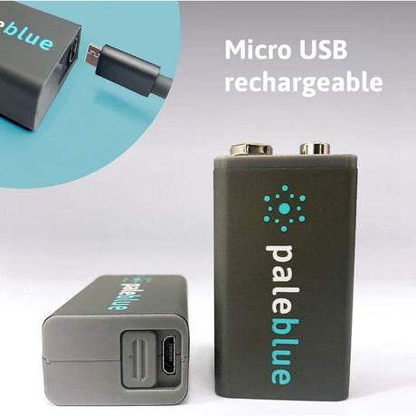 Pale Blue Li-ion Rechargeable 9V Battery 2 Pack Of 9V w/ 2x1 Charging Cable - image 2 of 5