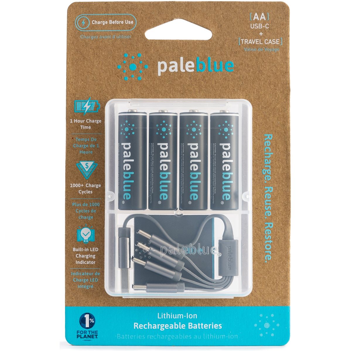 Pale Blue Li-ion Rechargeable AA Battery USB-C 1700mAh - image 2 of 5