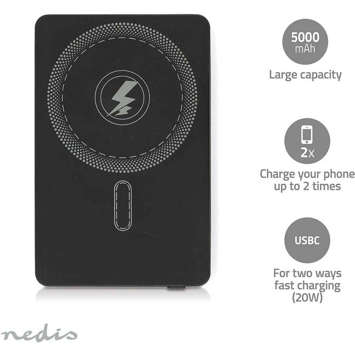 Nedis PowerBank | 5000 mAh | 1.67 / 2.22 / 3.0 A | PD3.0 20W