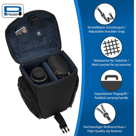 PEDEA Camera-XL Holster Bag Essex Pro Snap Black + Blue - image 4 of 5