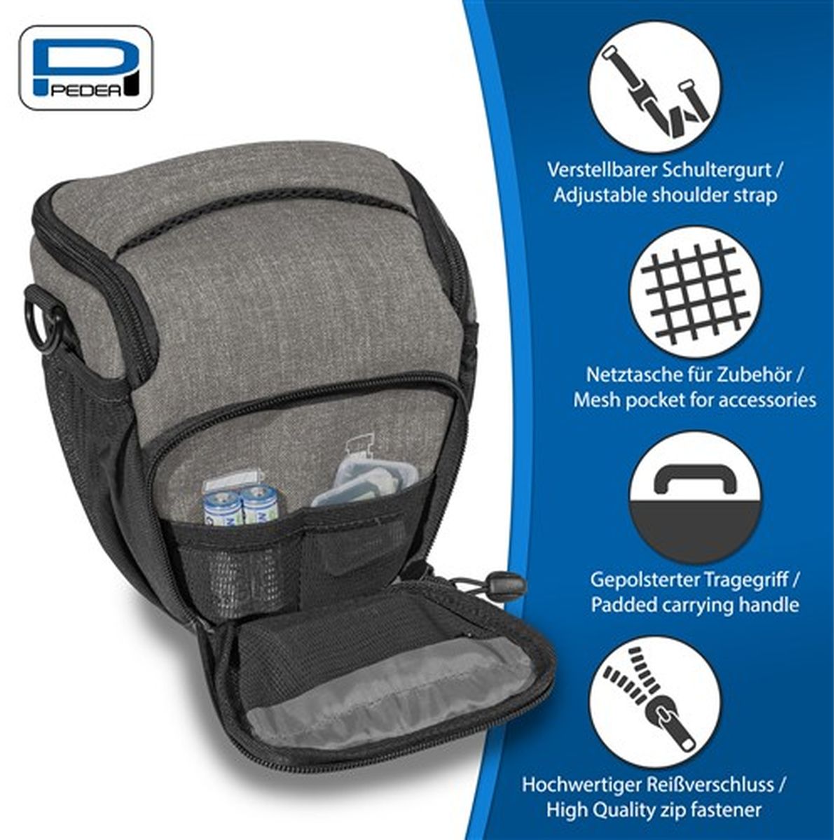 PEDEA Camera-Medium Holster Bag Fashion Pro (Light) Grey